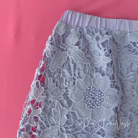 NWT Tobi Crochet Lace Floral Bodycon Mini Skirt Lavender - Picture 2 of 7